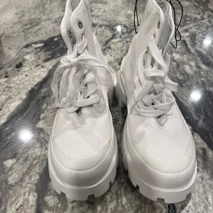White  Canvas Chunky Sneaker Boot
